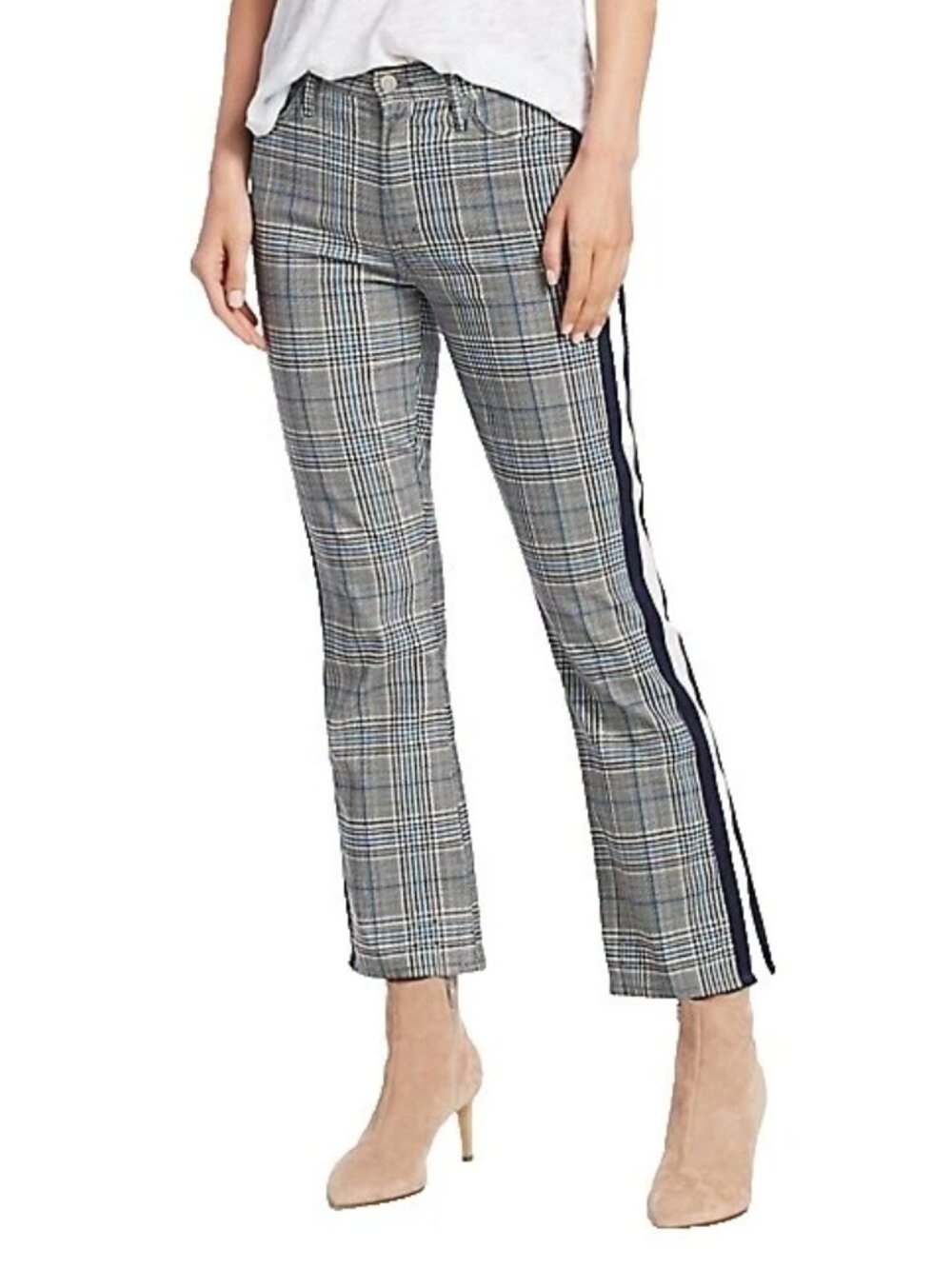 MOTHER Denim "The Insider Ankle" Pant in the grey/blue plaid. Size 29. Like New.